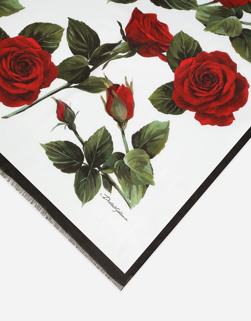 Modal and silk scarf with rose print