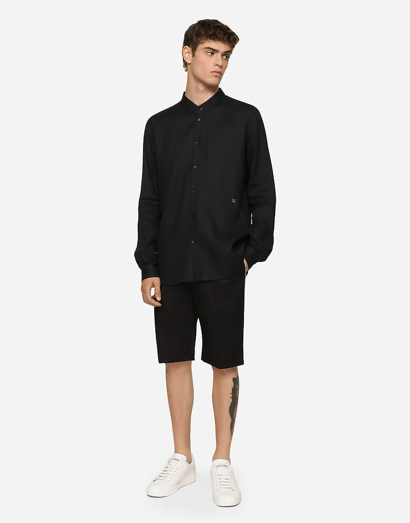 Linen Martini-fit shirt with DG hardware