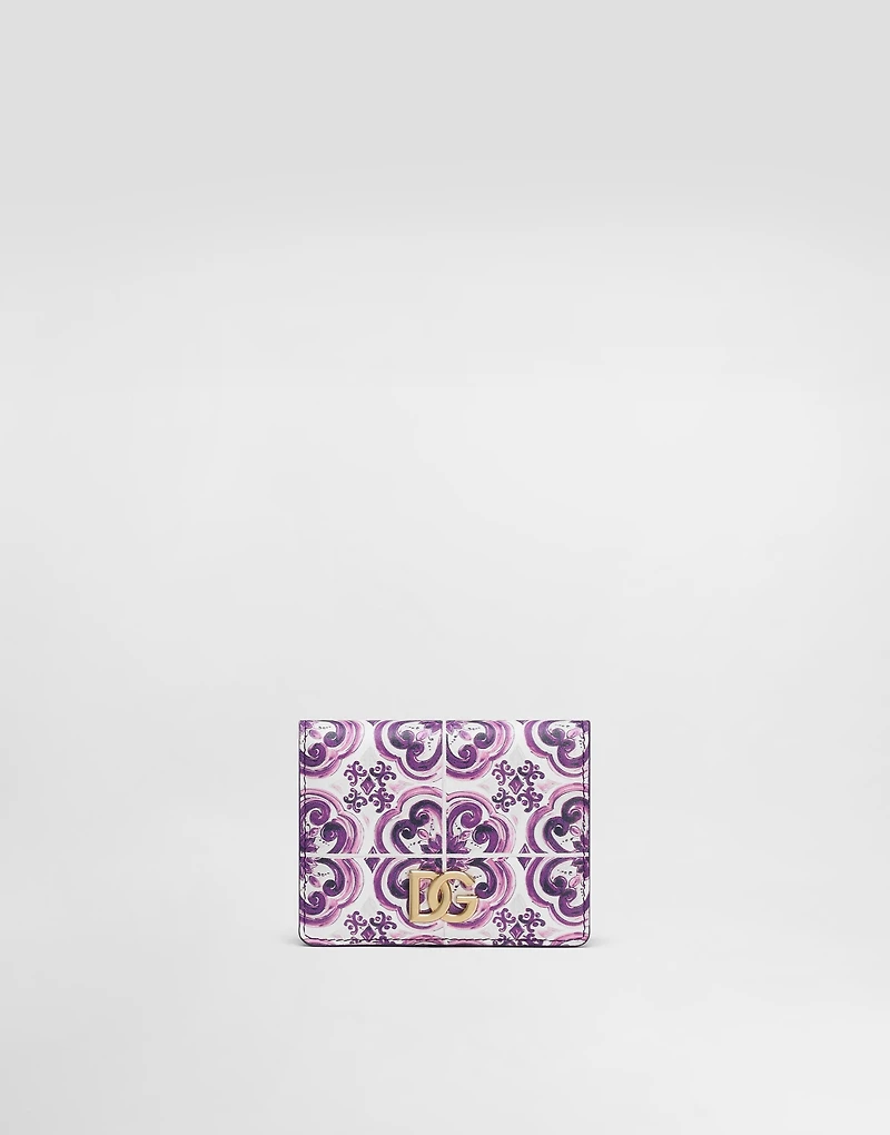 Majolica-print continental calfskin wallet