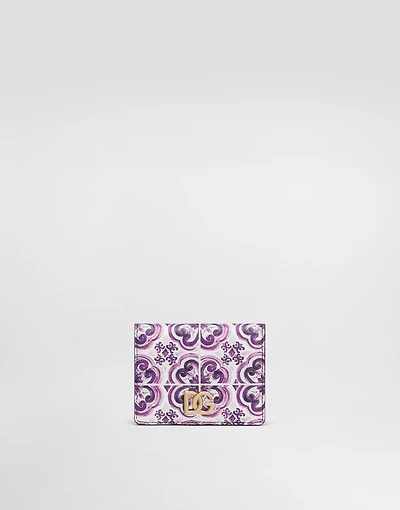 Majolica-print continental calfskin wallet