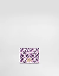 Majolica-print continental calfskin wallet