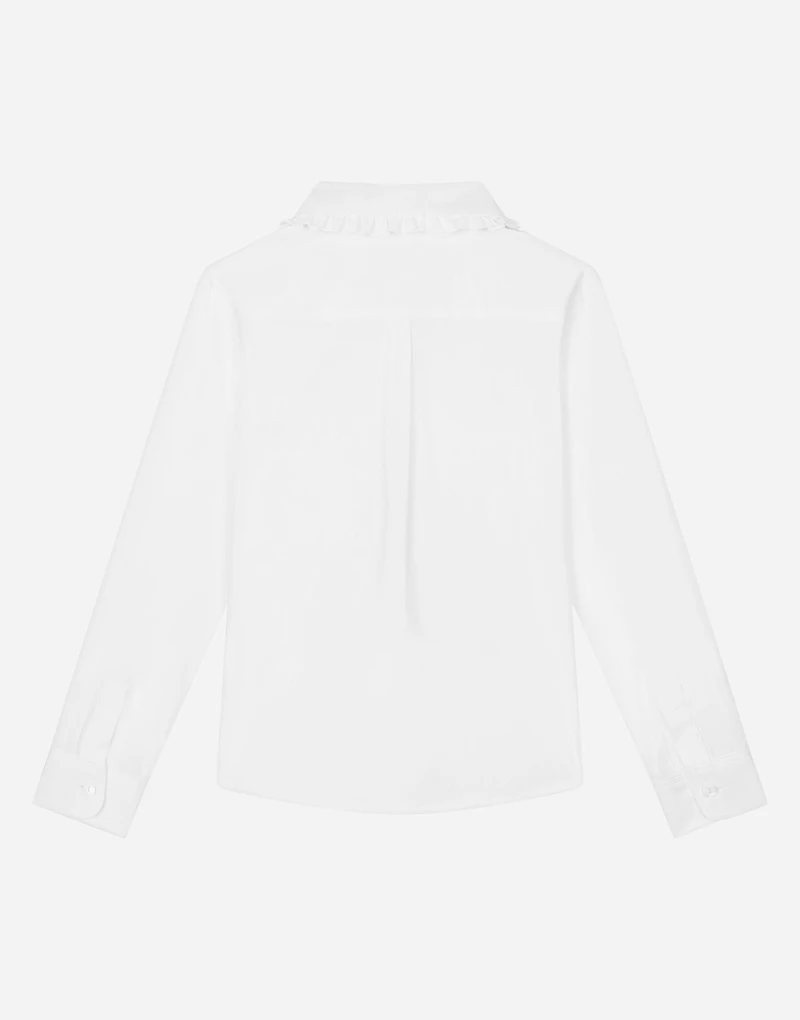 Poplin shirt with embroidered collar