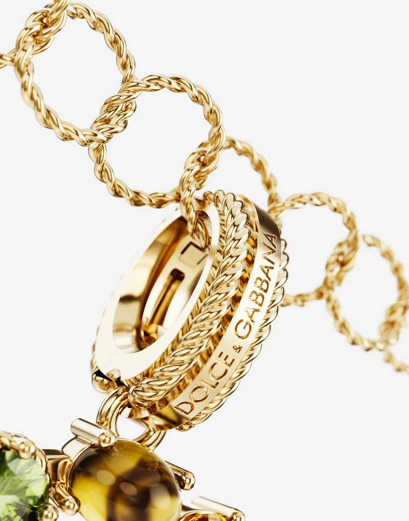 Letter O Charm18-carat yellow gold and multicolored gems