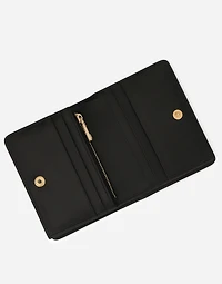 Polished calfskin wallet with leopard print