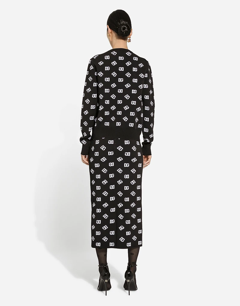 Viscose cardigan with jacquard DG logo