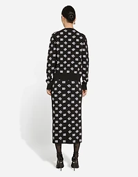 Viscose cardigan with jacquard DG logo