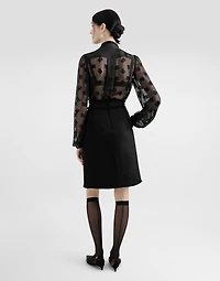 Raschel tweed midi skirt with central slit and DG logo