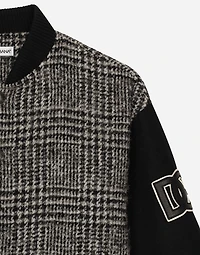 Wool-blend glen plaid bomber jacket