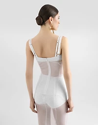 Tulle calf-length dress with corset details