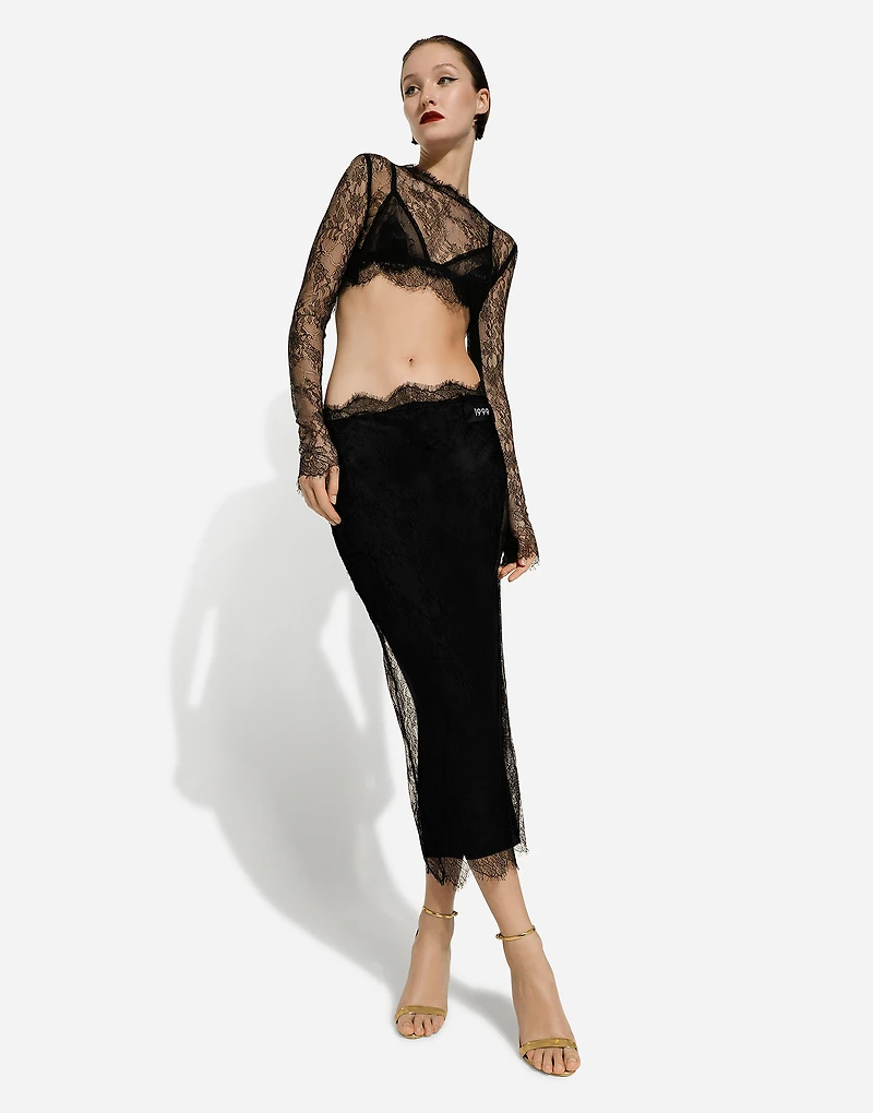 Chantilly lace midi skirt