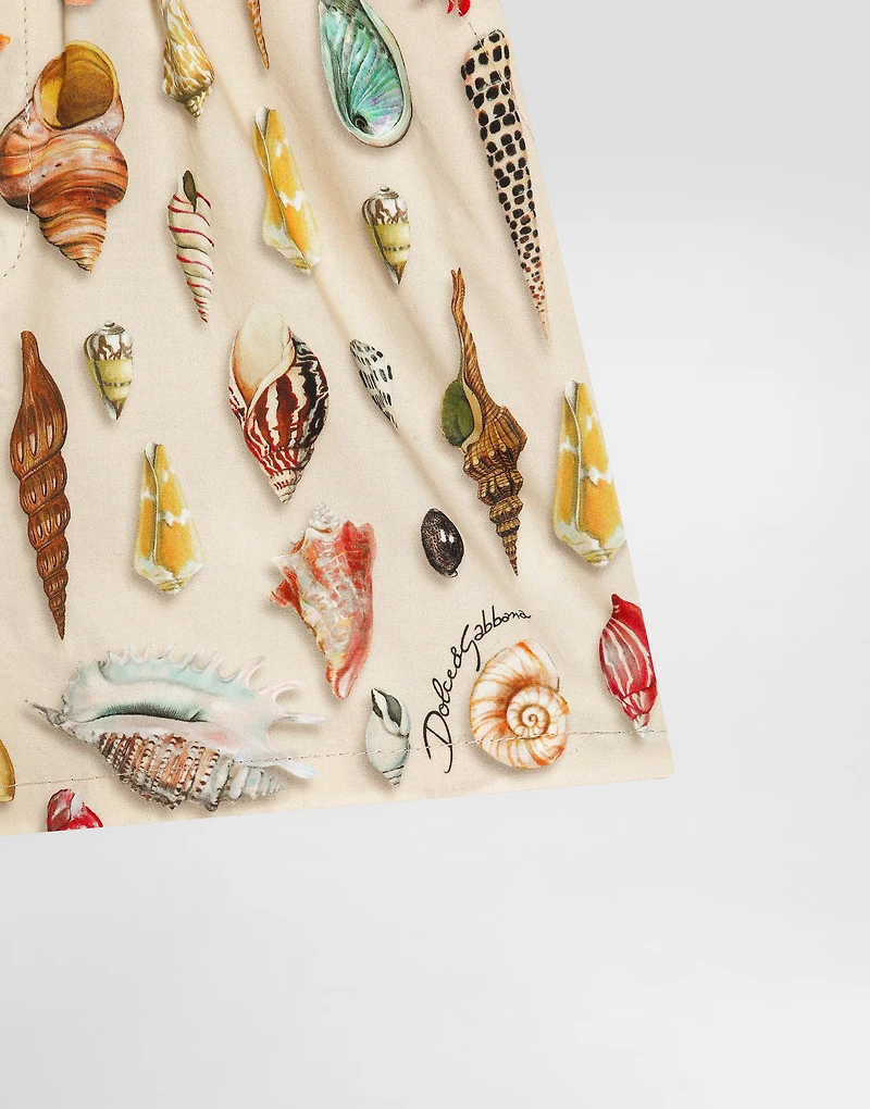 Shell-print poplin bermuda shorts