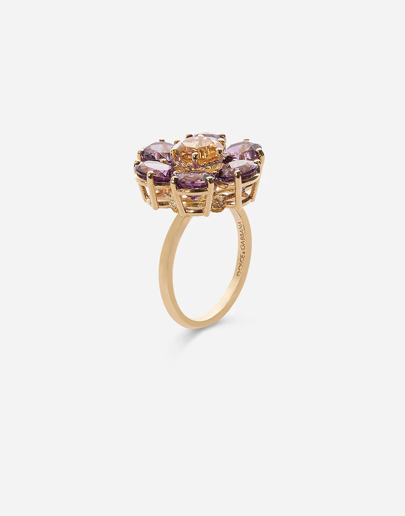Spring Ring 18-carat yellow gold and amethysts