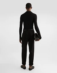 Long-sleeved interlock jersey polo-shirt with laces