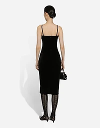 Velvet calf-length corset dress