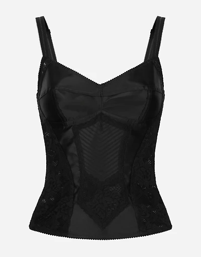 Corset lace and satin top