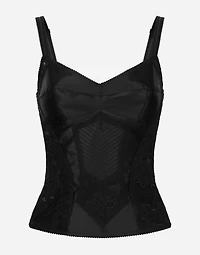 Corset lace and satin top