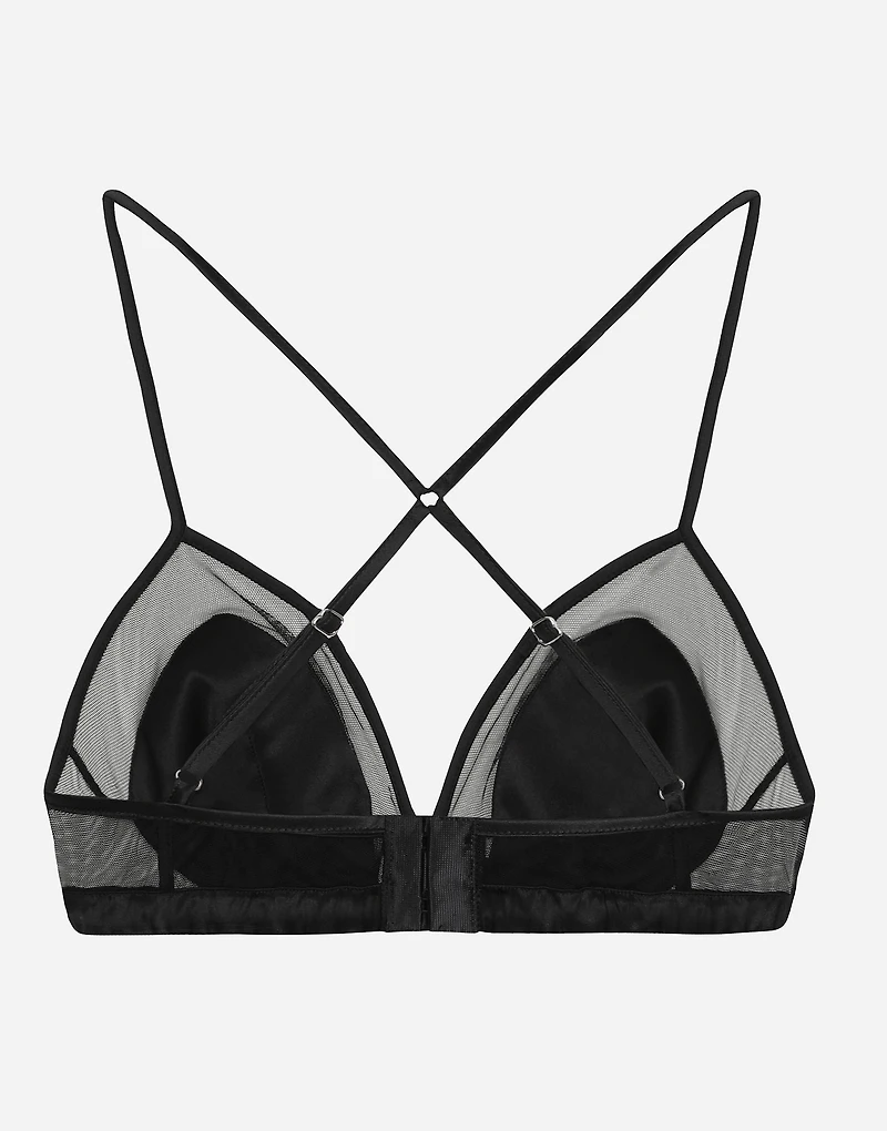Satin and tulle soft-cup triangle bra