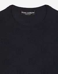 Silk round-neck sweater with all-over DG inlay