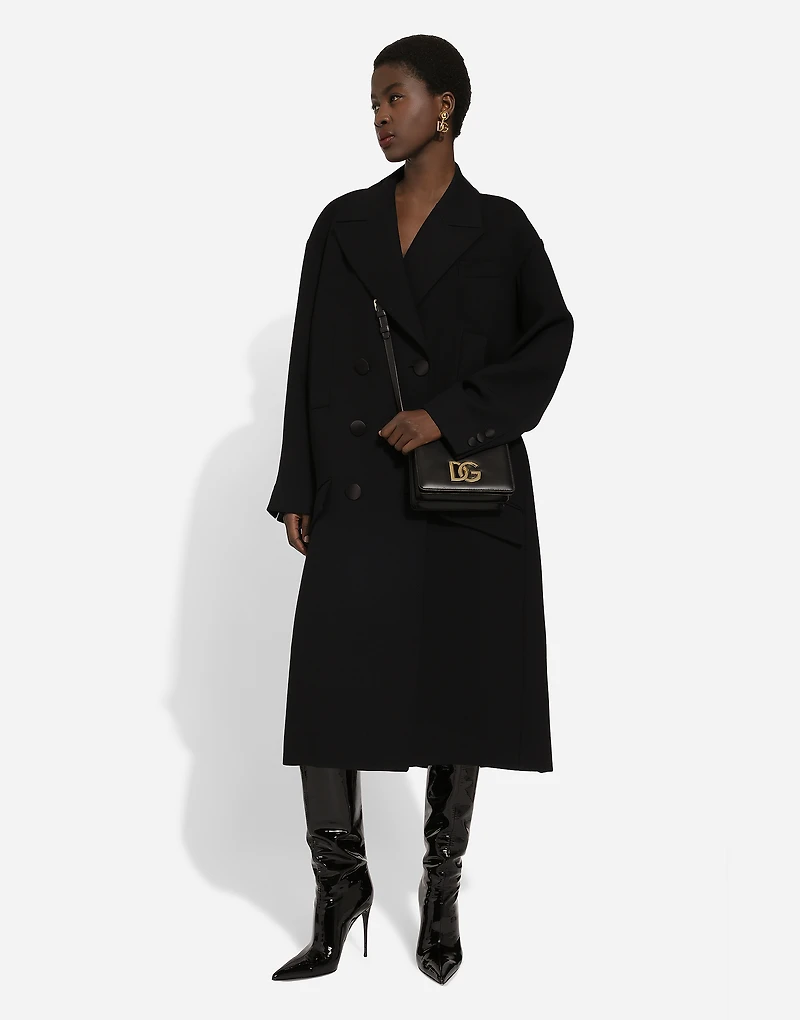 Oversize coat double wool crepe