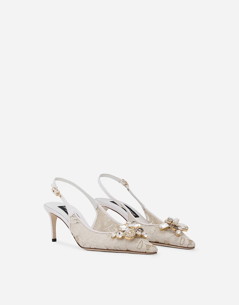 Rainbow lace slingbacks in lurex lace
