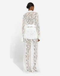 Flared floral cordonetto lace pants
