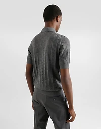 Silk polo-shirt with all-over DG logo embroidery