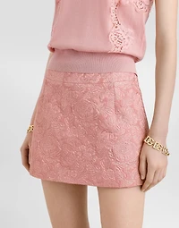Floral matelassé jacquard miniskirt