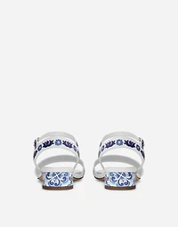 Majolica-print calfskin sandals