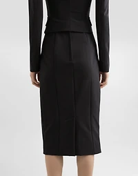 Technical cady calf-length pencil skirt