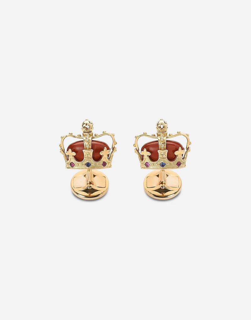 Royal Cufflinks 18-carat yellow gold, red jasper, rubies, and blue sapphires