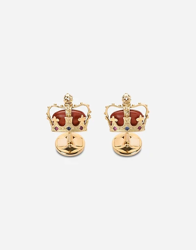 Royal Cufflinks 18-carat yellow gold, red jasper, rubies, and blue sapphires