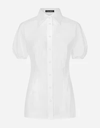Cotton poplin shirt with puff sleeves