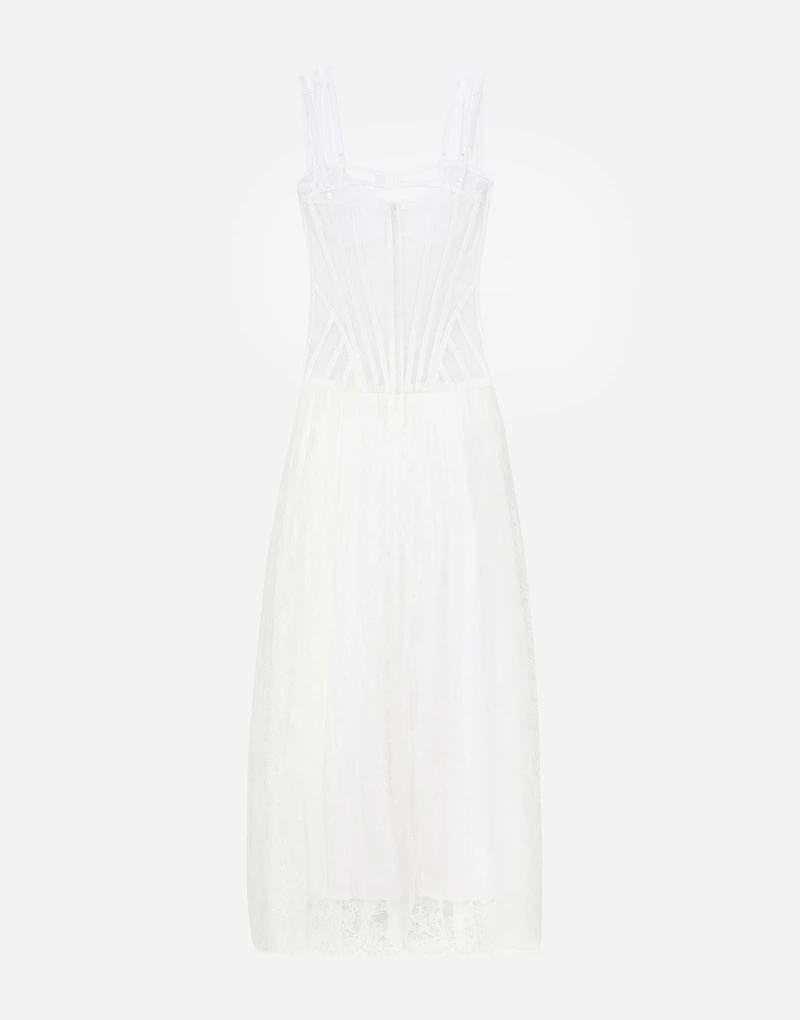 Long lace dress with corset detailing