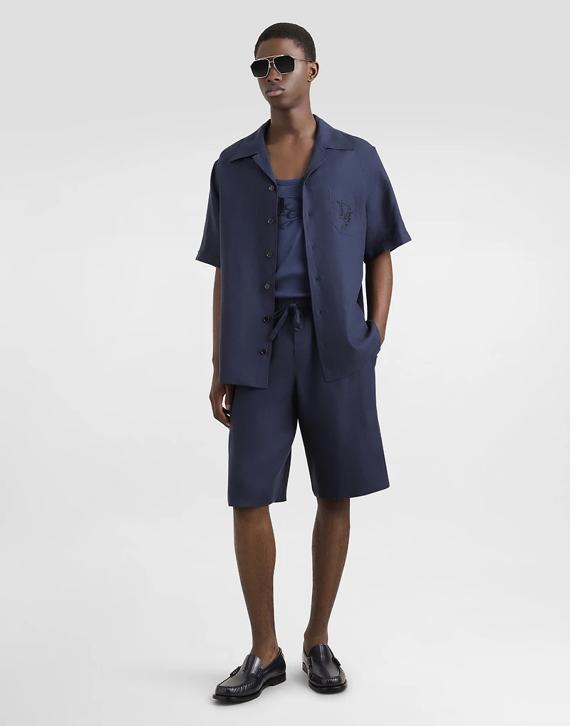 Linen shorts with DG logo embroidery