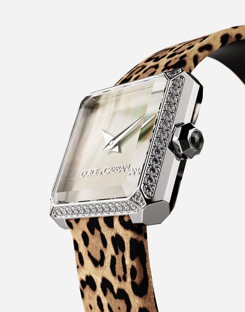 Steel watch with diamonds