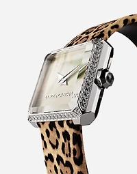Steel watch with diamonds