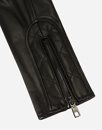 Short leather biker jacket