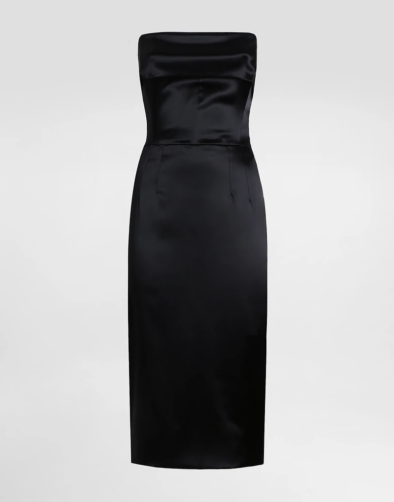 Satin calf-length corset sheath dress