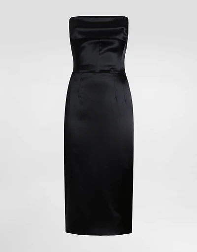 Satin calf-length corset sheath dress