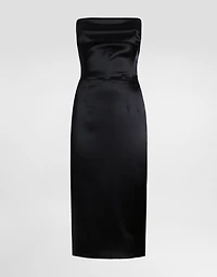 Satin calf-length corset sheath dress