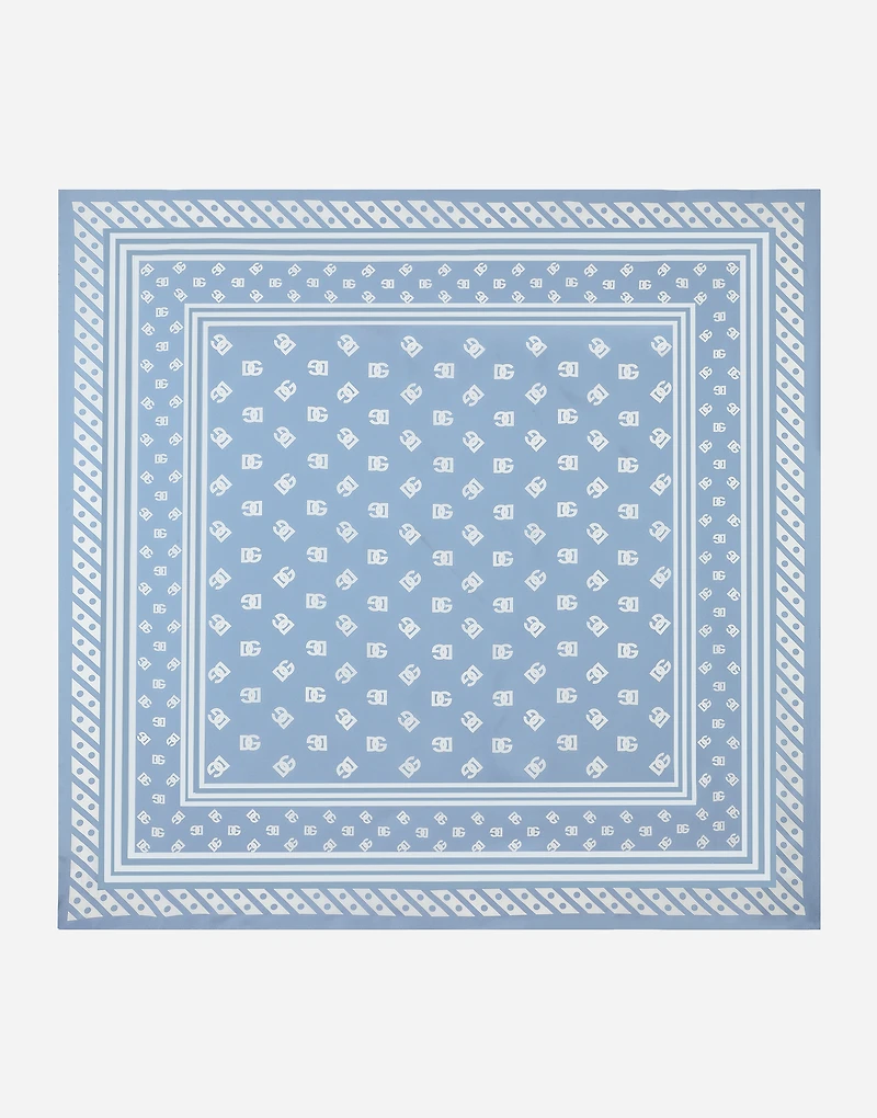 Silk twill foulard with all-over DG logo print (90x90)