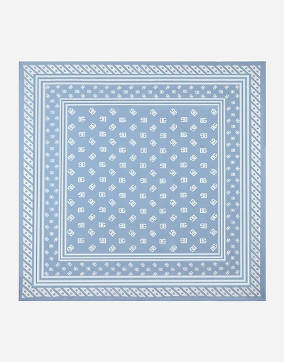 Silk twill foulard with all-over DG logo print (90x90)