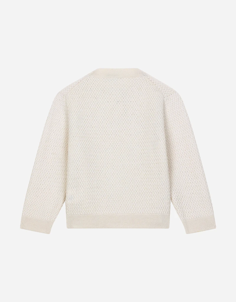 Basketweave-stitch knit cardigan