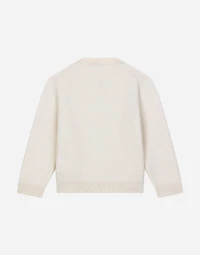 Basketweave-stitch knit cardigan