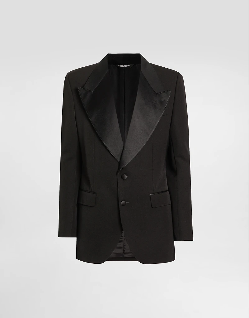 Single-breastedwool and silk blend jacket