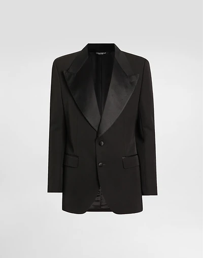 Single-breastedwool and silk blend jacket