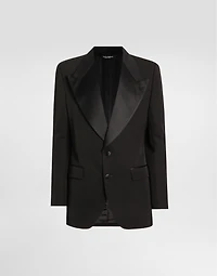 Single-breastedwool and silk blend jacket