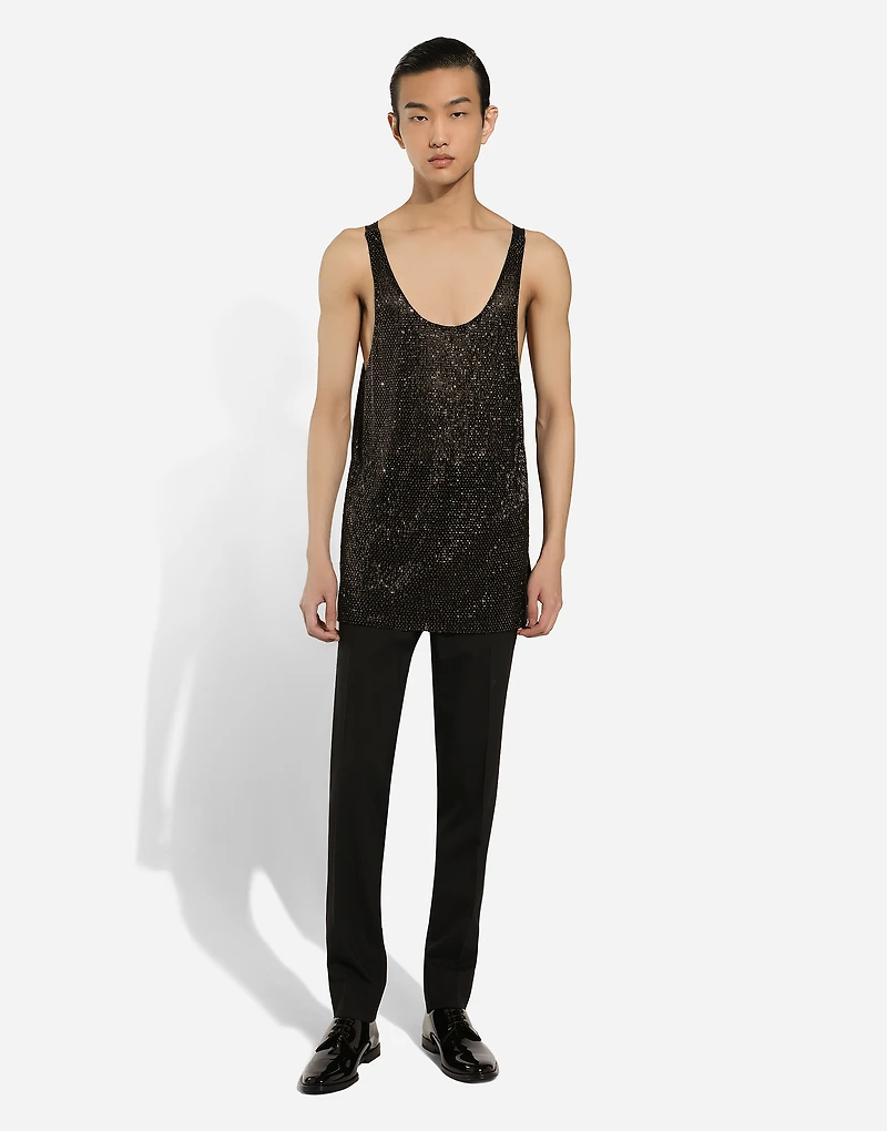 Embroidered silk singlet