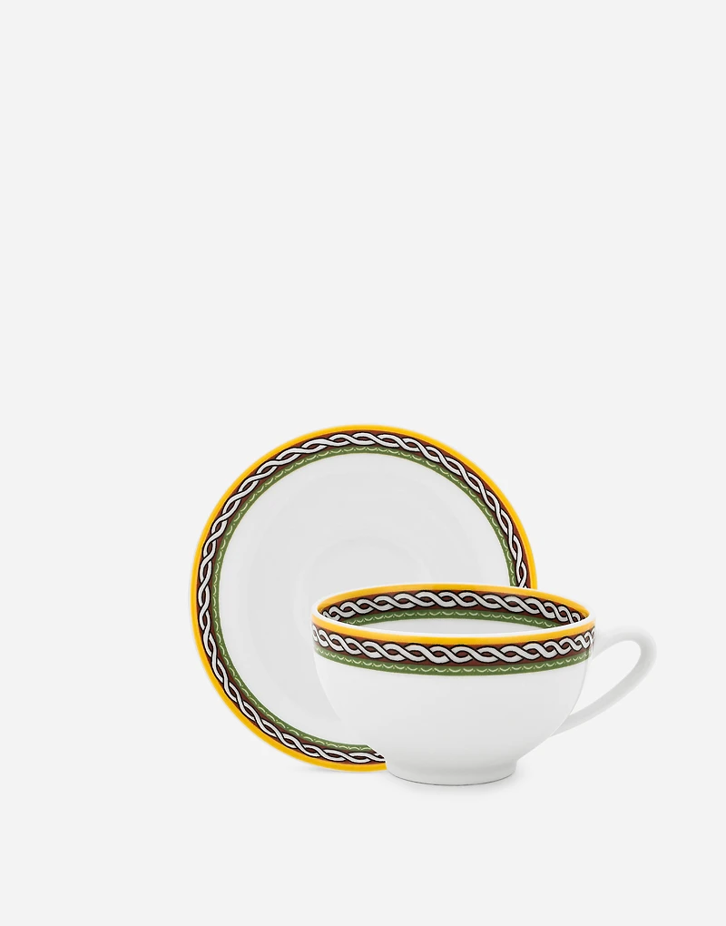 Set 2 Porcelain Teacups with Saucers