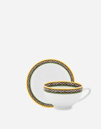 Set 2 Porcelain Teacups with Saucers